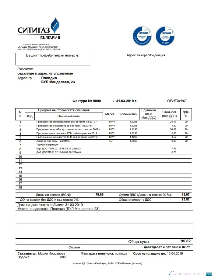 download download Bulgary Ситигаз gas utility bill template in Word and PDF format PDF template PDF template